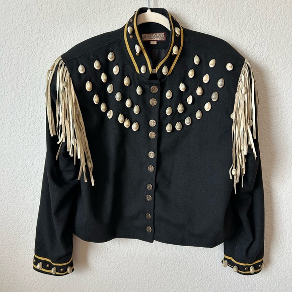 Vintage Double D Ranch Wool-Blend Fringe Jacket with Shell Accent, Size L - Picture 1 of 13